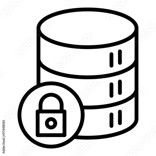 Database Lock Line Color Icon