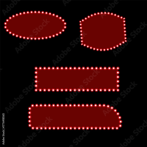 Set of shiny glowing horizontal and vertical retro light box vintage frame vector
