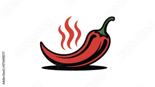 Illustration of a red chili pepper with steam