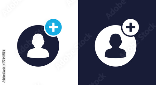 Add new person profile account - Vector icon symbol for website - Icon vector - Blue icon vector - Line and glyph solid icon and logo template
