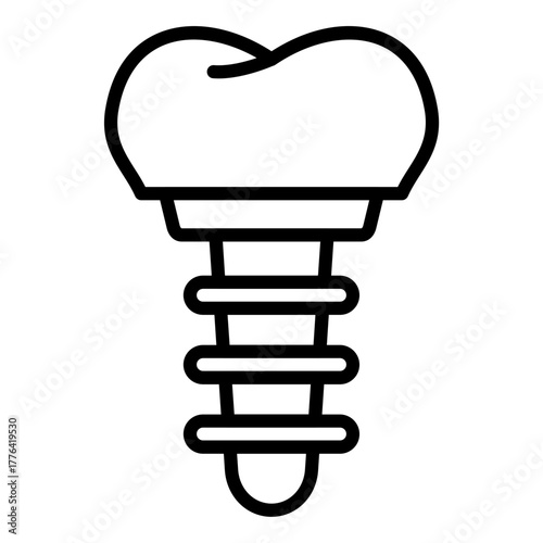 Dental Implant Line Color Icon