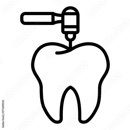 Tooth Drilling Line Color Icon