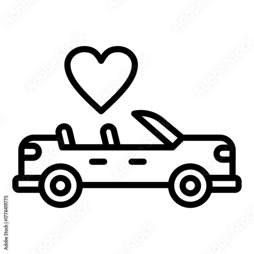 Wedding Car Line Color Icon
