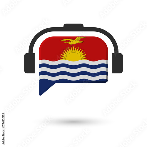 Kiribati Flag Speech Bubble Headphone Language Learning Icon