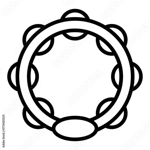 Tambourine Line Color Icon