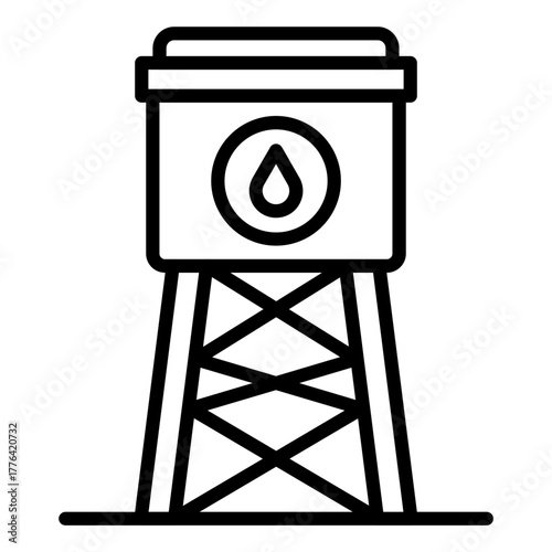 Water Tower Line Color Icon