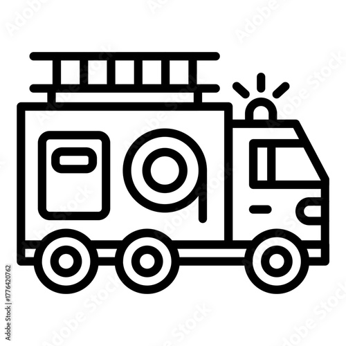 Fire Truck Line Color Icon