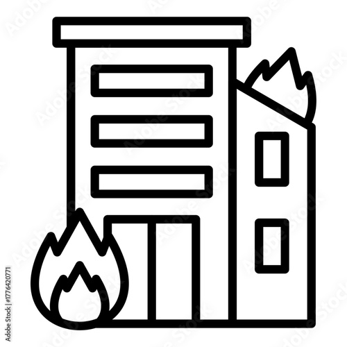 Building Fire Line Color Icon