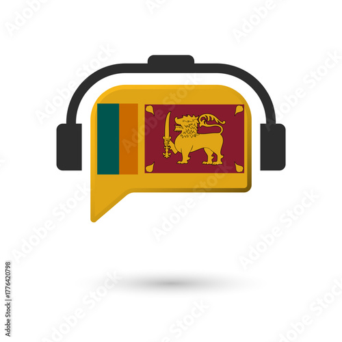 Sri Lanka Flag Speech Bubble Headphone Language Learning Icon