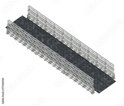 Fotografi isometric bailey bridge 3d model, modular steel truss asset ready for game engine integration