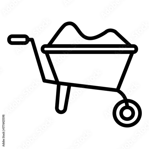 Wheelbarrow Line Color Icon