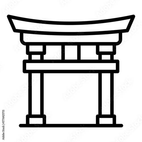 Torii Gate Line Color Icon