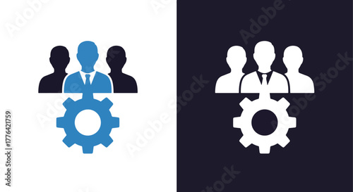 Team management operations icon - Vector icon symbol for website - Icon vector - Blue icon vector - Line and glyph solid icon and logo template