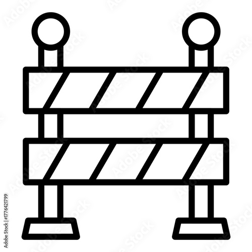 Road Barrier Line Color Icon