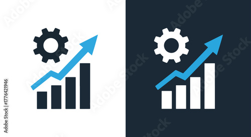 Business growth optimization icon - Vector icon symbol for website - Icon vector - Blue icon vector - Line and glyph solid icon and logo template