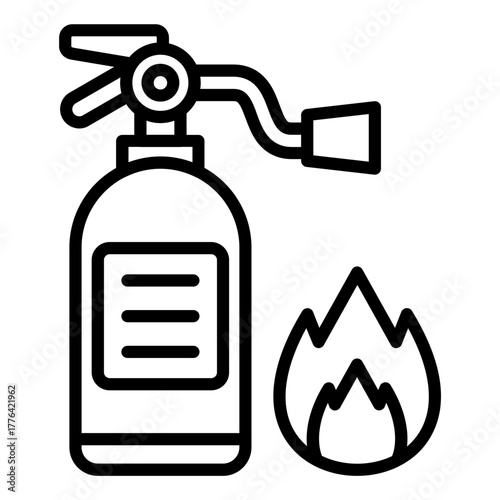 Fire Extinguisher Line Color Icon