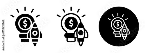 Startup Business Icon Collection Glyph & Mixed Style