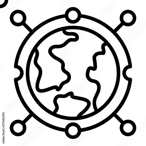 Global Network Line Color Icon