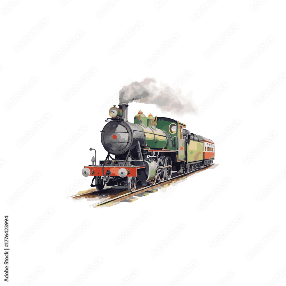 Obraz premium Watercolor train isolated on white background