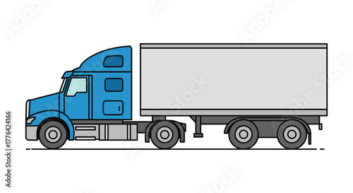 Blue semitruck illustration, perfect for longhaul transportation and logistics themes