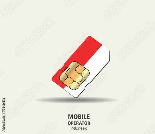 Indonesia SIM Card — 3D Mobile Operator Concept for Global Communication