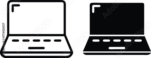 Laptop Computer Icon – Digital Device Symbol for Technology and Online Work or Vector Silhouette..eps