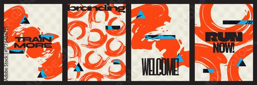 Sports Event Poster Template Collection with Abstract and Trendy Style. Template for Sport, Fitness, Workout, Gym, Brochure, Invitation, Festival, or Music Event