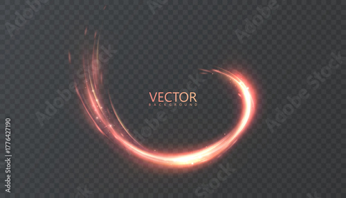 Wallpaper Mural Golden light trail with glowing curved stream and sparkling light flare isolated vector light effect on transparent background.	 Torontodigital.ca