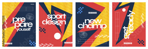 Sports Event Poster Template Collection in Modern and Geometric Concept. Template for Sport, Fitness, Workout, Gym, Brochure, Invitation, Festival, or Music Event