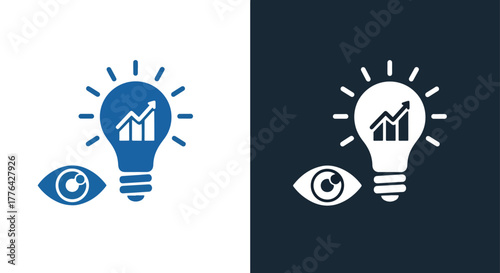Growth plan insight and vision - Vector icon symbol for website - Icon vector - Blue icon vector - Line and glyph solid icon and logo template