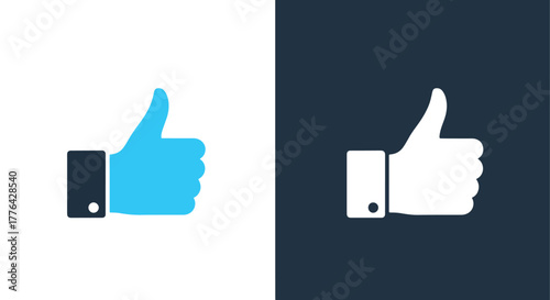 Thumbs up like social media icon - Vector icon symbol for website - Icon vector - Blue icon vector - Line and glyph solid icon and logo template