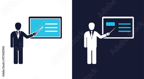 Business presentation speaker icon - Vector icon symbol for website - Icon vector - Blue icon vector - Line and glyph solid icon and logo template