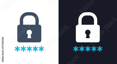 Digital password security lock - Vector icon symbol for website - Icon vector - Blue icon vector - Line and glyph solid icon and logo template