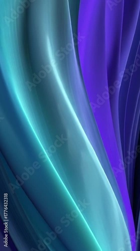 Abstract flowing lines in shades of teal and purple create an elegant and dynamic visual, perfect for modern design concepts.