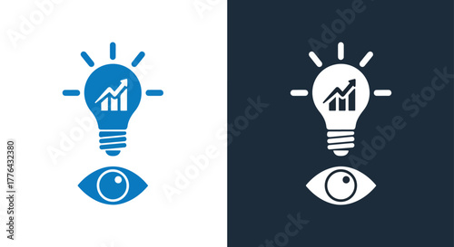Business insight and growth idea - Vector icon symbol for website - Icon vector - Blue icon vector - Line and glyph solid icon and logo template