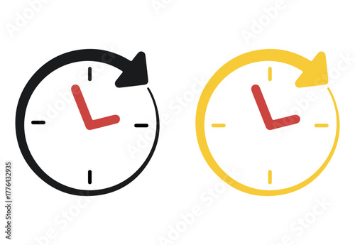 History Time Clock Arrow Icon Set Update Rewind