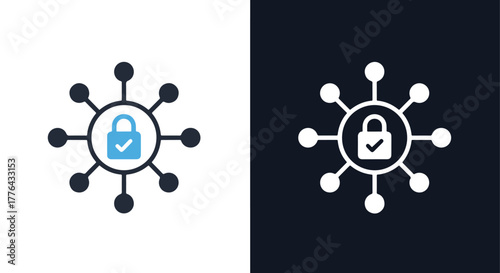 Secure network connection icon - Vector icon symbol for website - Icon vector - Blue icon vector - Line and glyph solid icon and logo template