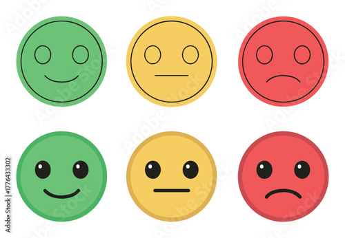 Customer Satisfaction Feedback Emoticon Faces Set