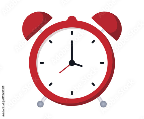 Red Alarm Clock Flat Design Time and Urgency Icon