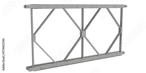 Photography modular bailey bridge truss panel, single steel structural component with connection lugs, 3d render