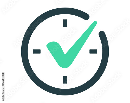 Time Management Success Clock Checkmark Icon Vector