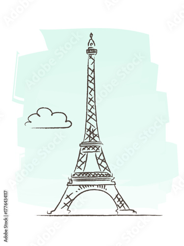 Vector illustration of the Eiffel Tower in retro style. Great for travel-themed designs, Paris souvenirs, posters, postcards, or vintage-inspired editorial and creative projects.