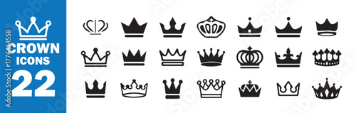 Royal Crown Vector Bundle, Classic Monarchy Icon Collection