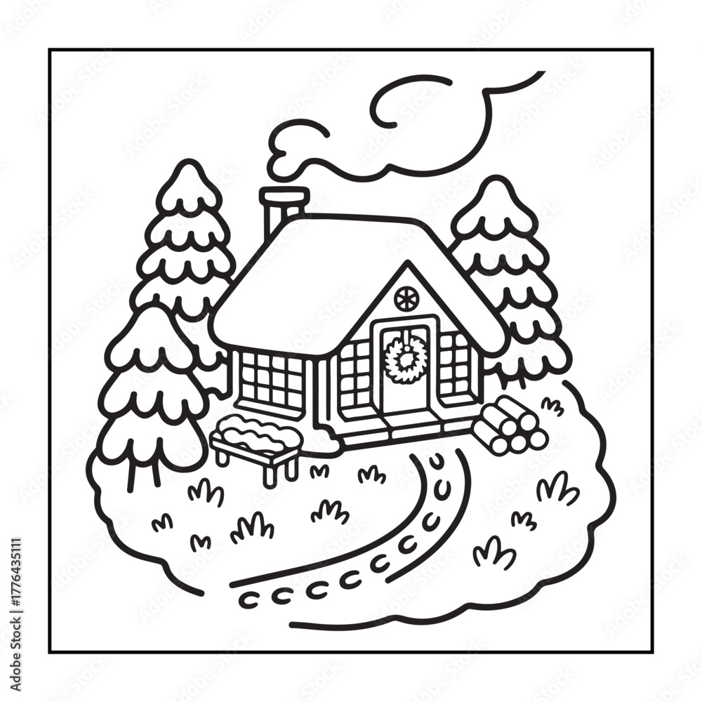 Fototapeta premium Cozy Season bold and easy coloring pages, with Thanksgiving, Christmas, winter, and autumn designs for adults, teens, and kids.