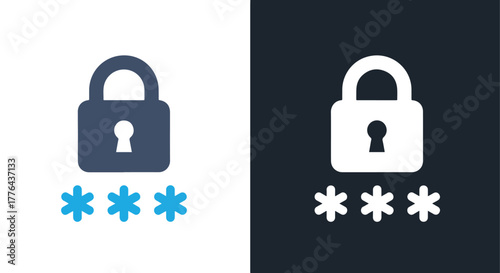Password security padlock icon - Vector icon symbol for website - Icon vector - Blue icon vector - Line and glyph solid icon and logo template