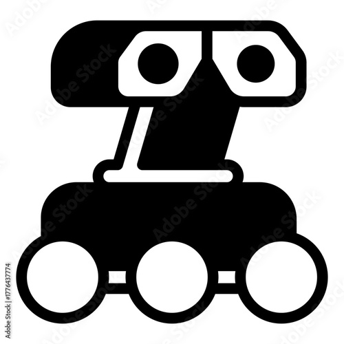 Mars rover with two cameras solid icon, space exploration concept. Vector graphics. Robotic vehicle with camcorder sign on white background, style icon mobile or web design.