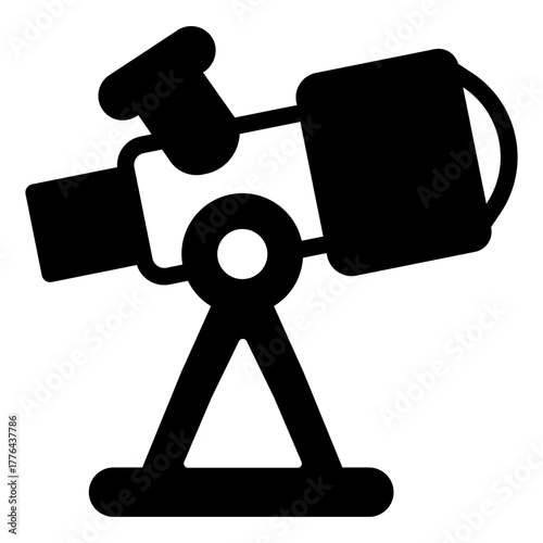 Large telescope on tripod stand solid icon, space exploration concept. Vector graphics. Space discovery, magnifying tool sign on white background, style icon mobile or web design.