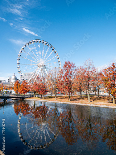 La Grande Roue de Montréal in the Old Port of Montreal, Québec, Canada on a sunny autumn morning
