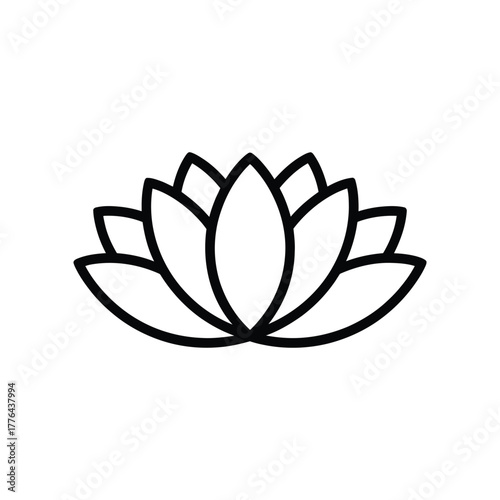 Simple outline of a blooming lotus flower