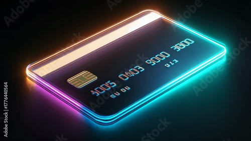 Beautiful neon credit card design with glowing effects